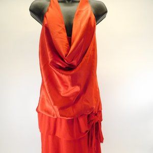 Juno Red Drape Front Short Dress L CL3135 0420
